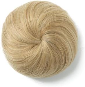 SARLA Fake Ballet Extension Bun Natural Blonde Synthetic Drawstring Hair Bun Hair Pieces for Women Girls Lady Updo Donut Chignon