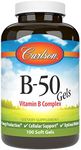 Carlson - B-50 Gels, Vitamin B Complex, Energy Production, Cellular Support & Optimal Wellness, 100 Softgels