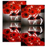 FNLNDO Red Wine Rose Kitchen Towels Decorative Set of 2 Soft Absorbent Dish Towels Hand Towels Farmhouse Decor for Kitchen Bathroom Home Decorations 16"x 28"