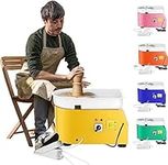 Pottery Wheel Forming Machine 25CM 350W Electric Pottery Wheel Machine Clay Ceramic Shaping Art DIY Work Tool Kit (Independent Pedal)-Yellow