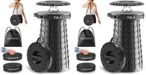 NUMANU 2026 Upgraded XXL Collapsible Stool with Cushion & Bag, 1000lbs Max Weight, 19.7" Heavy Duty Portable Retractable Telescoping Folding Seat Chair or Travel Footrest (Pack of 2)