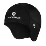 ROCKBROS Skull Cap Helmet Liner Men Women Winter Thermal Cycling Running Beanie Full Ear Cover Hat with Glasses Holes Black