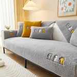 Topchances Soft Sofa Cover - New Non-Slip Sofa Covers 1 2 3 Seater, Couch Covers for Sectional Sofa, Comfy Faux Fur Berber Fleece Couch Cover, Sofa Cover L Shape Furniture Protector for Living Room