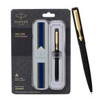 Parker Vector Matte Black Gold Trim Ball Pen | Ink Color - Blue | Gift For Employees | Leading Pen For Professionals