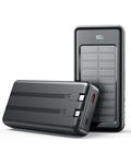 Solar Power Bank 27,000mAh, USB C 22.5W Fast Charging PD 20W Portable Charger, Mobile Phone Battery Pack 3 Outputs & 2 Inputs High Capacity Compatible for Smartphones