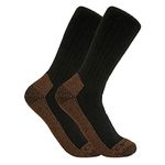 Carhartt Mens Midweight Steel Toe Sock 2 Pack, Black, Large