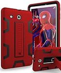 TIANLI Samsung Galaxy Tab E 9.6 Case Anti-Scratch Shockproof Three Layer Full Body Armor Protection with Sturdy Kickstand Anti-Fingerprint,Red Black