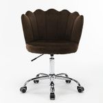 Artzilla Crown Chair with Wheels Modern Leisure Desk Velvet Mid-Back Adjustable Chair for Bedroom Living Room (Metal) (Brown)