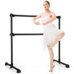 GOFLAME 4FT Ballet Barre Portable, Freestanding Double Ballet Barre Height Adjustable with Anti Slip Base, Heavy Duty Stretch Dance Bar for Home Workout (Black)