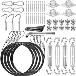 Sun Shade Sail Hardware Kit,304 Stainless Steel Cable Wire with Nylon Coating-4 PCS 10ft Sunshade Sail Hardware Kit,for Rectangle Triangle Square Sunshade Sail Installation for Outdoors,Garden,Railing