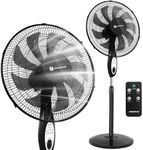 Aigostar Pedestal Fan with Remote, 16” Oscillating Standing Fan for Bedroom, 10 Blades Ultra Quiet Fan 7.5H Timer 3 Mode 3 Speed, Adjustable Height Electric Cooling Floor Fan Home Office Use, Black