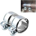 Sporacingrts 2.5 inch Hardware Exhaust Clamp, Lap Joint+Bolts Band Flanges Clamp Stainless Steel Universal Compatible with Muffler Downpipe Catback Pipe Connector