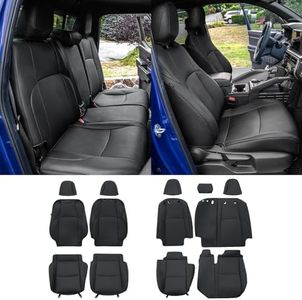 Zekzoop Seat Cover Compatible with 2024 2025 Toyota Tacoma Seat Protector Full Set PU Leather Black Headrest Cover All Weather 5 Seats Double Cab 2024 Tacoma Accessories (PU Leather 13PCS)