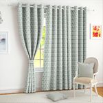 Story@Home Azurio Room Darkening Door Curtain 7 Feet Long Set of 4 Hexagon Hive Print Jacquard Curtain for Living Rooms, bedrooms, Halls, Effectively Block Light & Enhance Privacy 116 x 215 cm, Grey