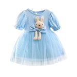 Bold N Elegant Girls Shiny Glittery Softoy Attached Mesh Cocktail Party Mini Tutu Dress Frock for Infant Toddler Baby Girls (2-3 Years, Blue)