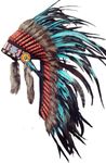 Medium Turquoise Rooster Feather Headdress | Native American Indian Inspired