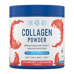 Applied Nutrition Collagen Powder - Strawberry & Raspberry Flavour - 5000mg Hydrolysed Bovine Flavoured Collagen Peptides with Vitamin C, Hyaluronic Acid & Biotin (165g - 30 Servings)