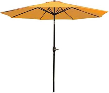 Sunnydaze 9-Foot Patio Umbrella - Push-Button Tilt and Crank Handle - Aluminum Pole and Polyester Shade Canopy - Gold