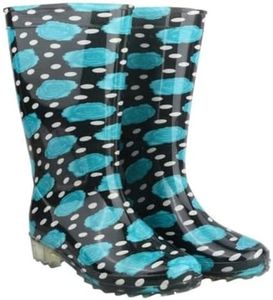 HILLSON MERICOM M1 - M6 Fashion Rain and Occupational Gumboots for Women and Girls Multicolour (Black/Blue, 4)