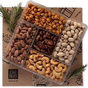 Nuts Gift Basket Variety Roasted Salted Nuts Holiday Gift Basket 5 Section Nuts - by Oh Nuts