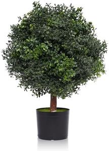 Silk Tree Warehouse One 2 Foot Outdoor Artificial Boxwood Ball Topiary Bush Potted UV Rated Plant by Bagari
