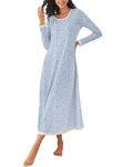 Ekouaer Nightgown Ladies Long Sleeve Sleepdress U-Cut Soft Maternity Dress Nursing Nightgown Sleepshirt Winter Nightgown Ladies Long, Suit 1 L