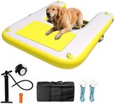ALIFUN Inflatable Dog Ramp Floating Dock Water Raft Ladder for Pool, Boat, Non-Slip EVA Floating Ladder for Dog Up to 220 LBs Yellow 120CM Length