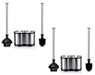 ToiletTree Products Modern Deluxe Freestanding Toilet Brush and Plunger Combo 2 Pack (Stainless Steel, Brush and Plunger Combo Set 4.5ââ‚¬Â x 9.75ââ‚¬Â x 18.5")