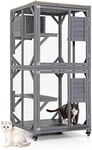 COSTWAY Wooden Cat House, Large Cat