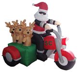 BZB Goods 5 Foot Tall Christmas Inflatable Santa Claus and Three Reindeer on Motorcycle Outdoor Indoor Decoration