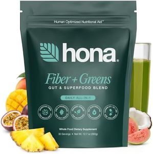 Fiber and Greens Powder - Gut & Superfood Blend, Greens Superfood Powder with 8g Fiber, Prebiotics, Probiotics & Natural Caffeine, Gluten Free, Sugar Free, Vegan, 30 Servings