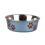 Karlie Stainless Steel Bowl with Paw Motive 2200 ml ø: 8/13 cm Blue