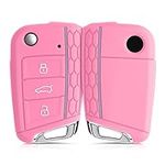 kwmobile Car Key Cover Compatible with VW Golf 7 MK7 3 Button Car Key Key Cover - Silicone Protective Car Key Fob Case - Pink/Pastel Purple