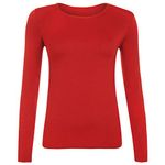 Candid Styles Childrens Kids Unisex Boys Girls Long Sleeve Plain T-Shirt Top Tee School PE (Age 11-12, Red)