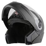 Steelbird SBA-7 7Wings ISI Certified Flip-Up Helmet for Men and Women (Medium 580 MM, Dashing Black with Clear Visor)