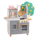 KidKraft Happy Harvest Play Kitchen, Wooden Toy Kitchen with Play Food and Kitchen Accessories, Kids' Kitchen set with Working Ice Maker, Kids' Toys, 10160