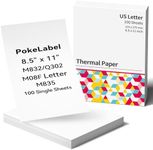 PokeLabel Thermal Printer Paper US Letter 8.5 x 11" for M08F-Letter M832 M835 Q302 Portable Printer, 100 Sheets, Black on White Thermal Paper, Writing Quick-Drying Printer Paper, Keep for 10-Year