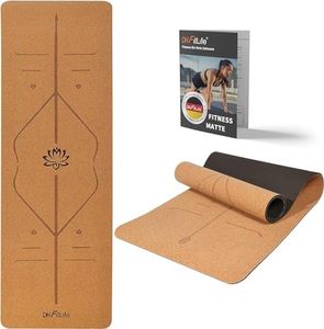 DH FitLife Tapis de Yoga en Liège et TPE, 183 x 61 x 0,6 cm, Antidérapant et Respectueux de l'Environnement, Tapis de Sport Naturel Autonettoyant