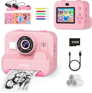 Kids Instant Print Selfie Camera – Pink Digital Photo Toy