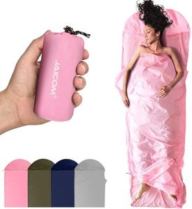 JAICOM Ultralight Sleeping Bag Liner - 5.3 oz Washable Adult Sleep Sack & Travel Sheets, Self Tan Sleep Sack with Two-Way-Zipper, for Backpacking, Hotel, Camping, Travel