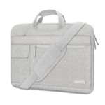 MOSISO Laptop Shoulder Bag Compatible with MacBook Air/Pro,13-13.3 inch Notebook,Compatible with MacBook Pro 14 inch 2023-2021 A2779 M2 A2442 M1,Polyester Flapover Briefcase Sleeve Case, Gray