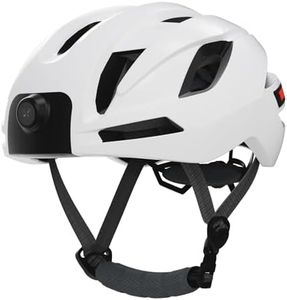 Zhjvihx Smart Bike Helmet, BT Cycling Helmet for Adults Men Women with 1080P Camera Turn Signal Lights USB Rechargeable LED Lights, for Mountain Road Electric Scooter (White)