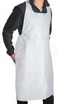 MT Products Disposable White Heavy Weight Plastic/Poly Apron 46 inches x 28 inches - 2 Mil - For Cooking and Arts n' Crafts