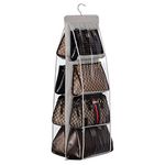 Lirex Handbag Hanging Organizer, 8 Pocket Hanging Purse Organizer Handbag Storage Hanger Oxford Cloth Closet Organizer for Family Closet Bedroom, Foldable and Universal Fit, Grey