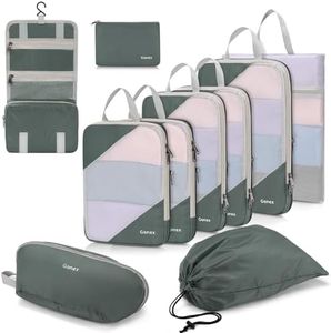 Gonex 10 Set Compression Packing Cubes for Travel, Expandable Mesh Packing Organizer for Travel Accessories Essentials with Toiletry Mesh Laundry Shoe Cable Underwear & Sock Bags for Suitcases, Gray