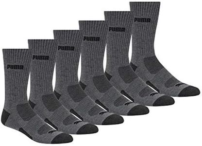 PUMA Men's Men's 6 Pack Crew Socks, Dark Gray, 10 13 US