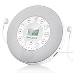 Rechargeable Portable Bluetooth CD Player, Lukasa Compact Music CD Disc Player for Home/Car/Travel, Home Audio Boombox with Stereo Speaker & LCD Display, Support CD USB AUX Input, 2000mAh(White)