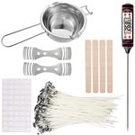 Candle Making Kit Supplies Includes Double Spouts Boiler Pot, 50Pcs Candle Wicks, 50Pcs Wick Stickers, 1Pc Thermometer, 2Pc 3-Hole Candle Wicks Holder and 4 Stirring Sticks