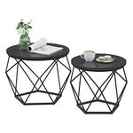 VASAGLE Small Coffee Table Set of 2, Round Coffee Table with Steel Frame, Side End Table for Living Room, Bedroom, Office, Charcoal Gray and Ink Black ULET040B22