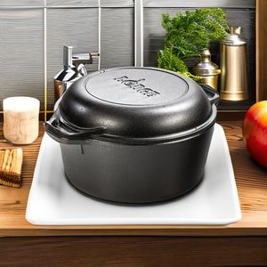 Lodge Double Dutch Oven 5-Quart – Cast Iron Multi-Use Pot